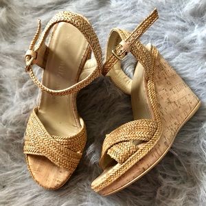 Stuart Weitzman Pixie Woven Cork Wedge Sandal